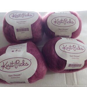 4 Skeins KNIT PICKS Alpaca Silk Yarn/ Mulled Wine